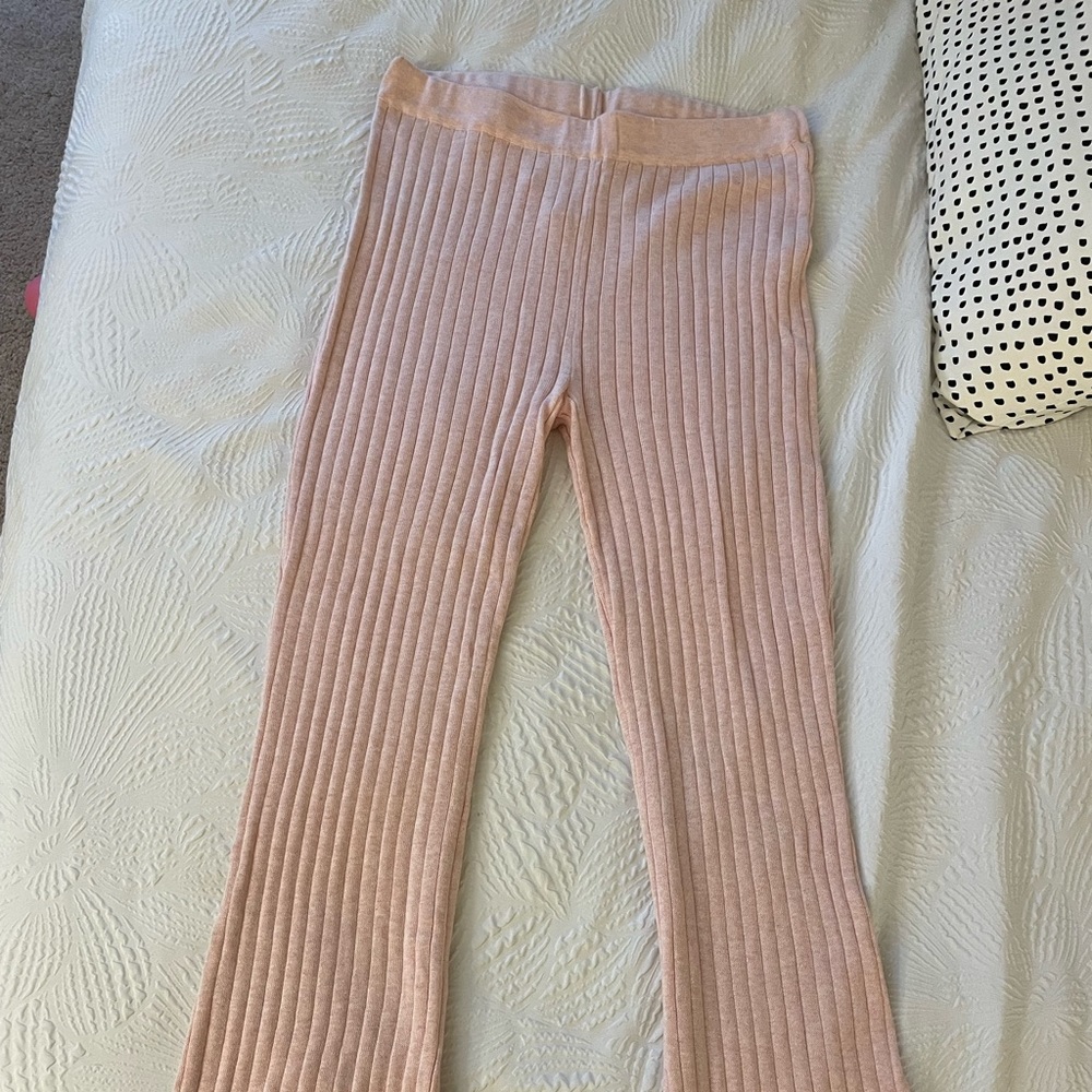 Cotton on pink ribbed flare pants